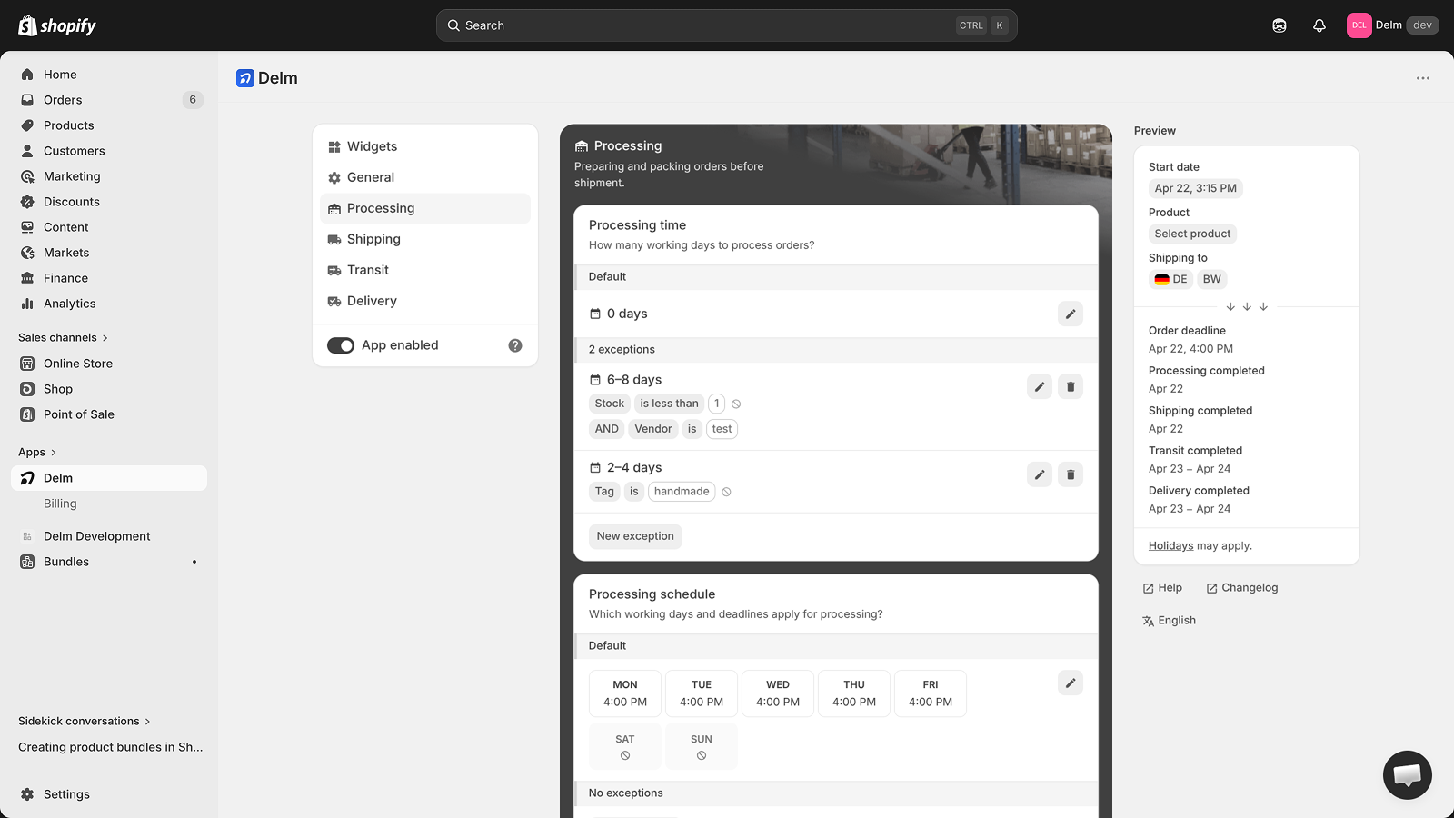 Rules for processing