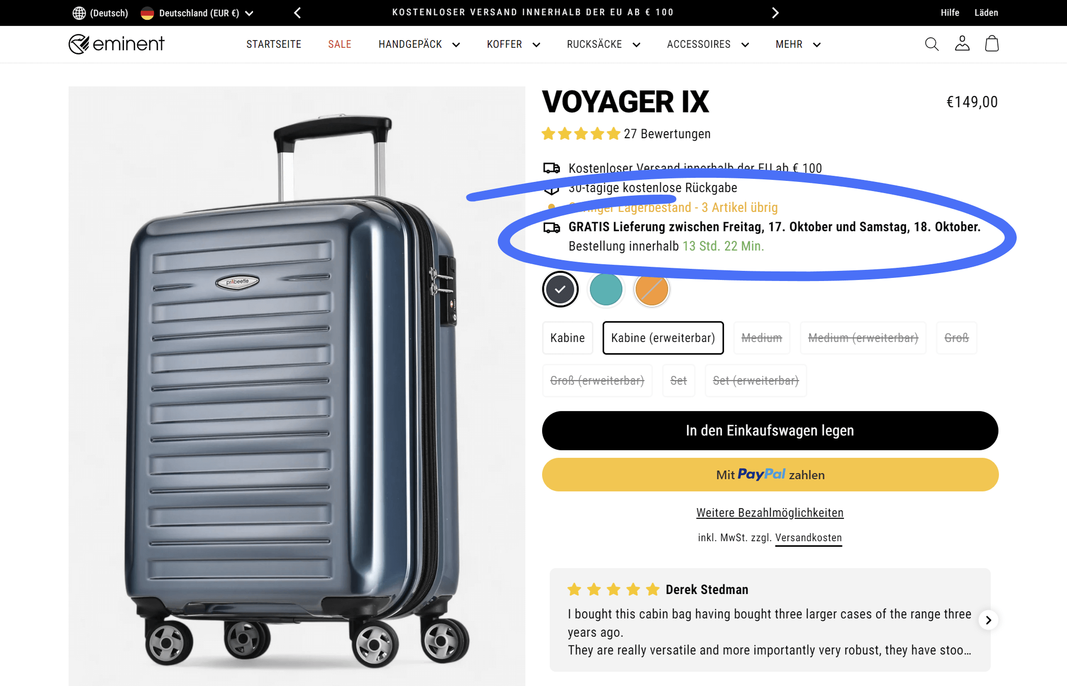 Screenshot von Eminent Luggage