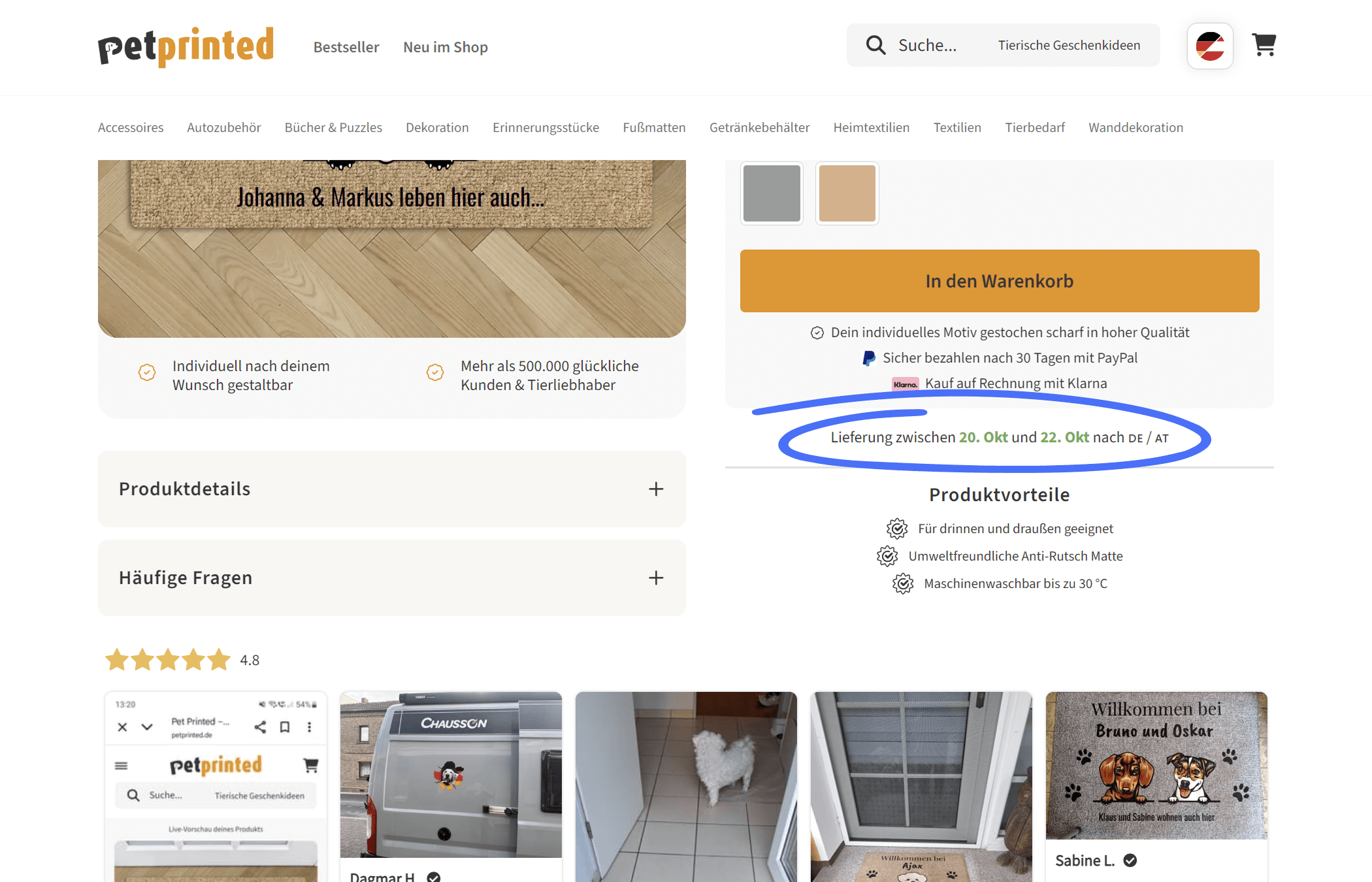 Screenshot von Pet Printed